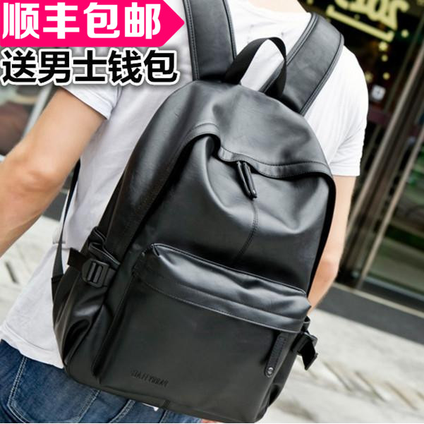 香港代購真皮英倫男士雙肩包男時尚韓版功能電腦包女學生書包背包