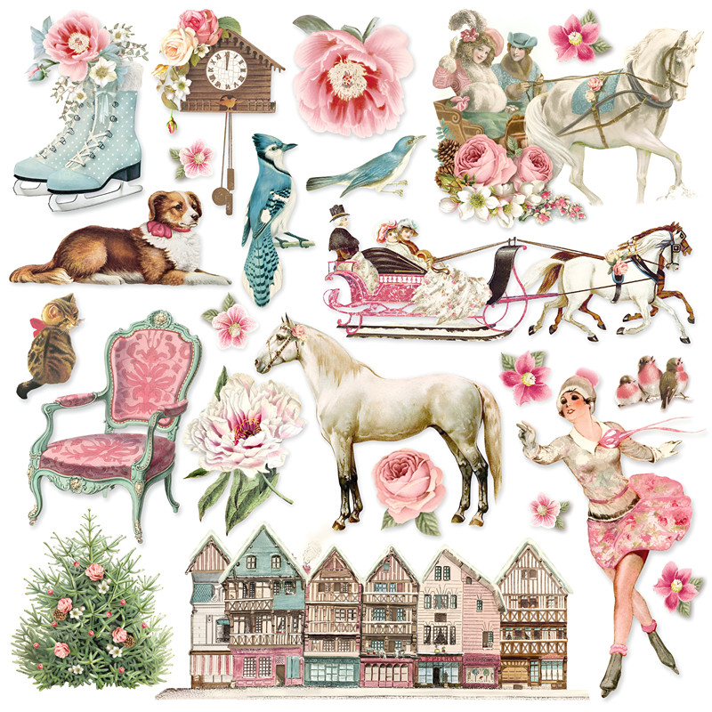 Junkjournal Vintage Journal Stickers Decoration Hand Ledger Sticker Sweet Winter