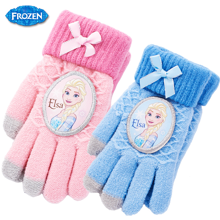 迪士尼兒童觸屏手套冰雪奇緣公主小學生保暖手套女童五指觸屏手套