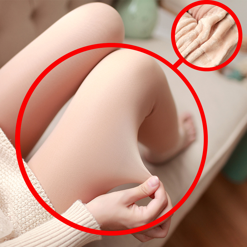 光腿神器鼕季加絨加厚肉色打底褲女韓國秋鼕美腿塑形襪假透肉外穿
