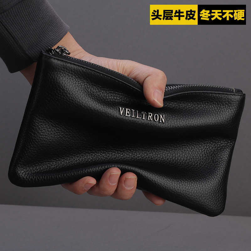 hommes sac à main d'hommes de sac de sac d'embrayage d'embrayage sac de poignet sac de portefeuille de long de la tête de la couche de peau de vache en cuir véritable business casual en cuir souple hommes sac à main d'hommes de sac de sac d'embrayage d'embrayage sac de poignet sac de portefeuille de long de la tête de la couche de peau de vache en cuir véritable business casual en cuir souple