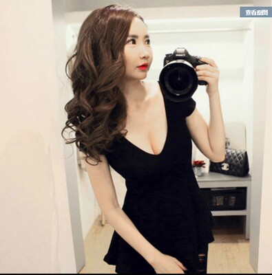 新款春夏性感低胸深v修身显瘦荷叶边短袖T恤短款打底衫上衣女大码-淘宝网 新款春夏性感低胸深v修身显瘦荷叶边短袖T恤短款打底衫上衣女大码-淘宝网