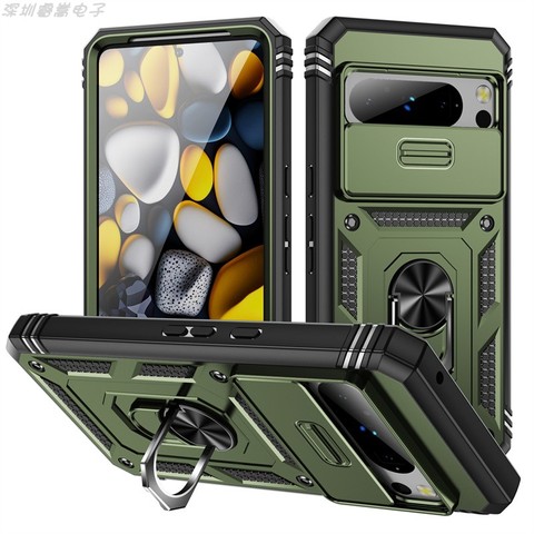 Armor Drop Resistant Tough Shockproof Ring Finger Holder Kickstand Camera Lens Protection 8, 8 Pro Google Pixel Phone Case