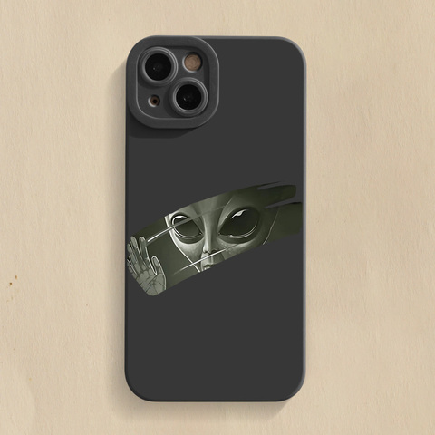 Alien In Window Illustration New Matte Silicone TPU 15, 14, 13, 12, 11 iPhone Case