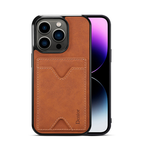 Brown — Creative Kickstand Folding Stand Soft Business Minimal 15, 15 Plus, 15 Pro, 15 Pro Max iPhone Case