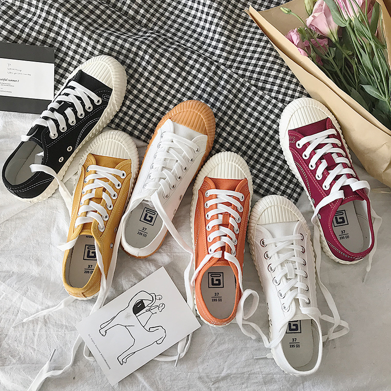 2019 nouveau printemps, rue de battre la corée du sud ulzzang harajuku classic retro joker blanc chaussures de toile chaussures de femmes de la marée 2019 nouveau printemps, rue de battre la corée du sud ulzzang harajuku classic retro joker blanc chaussures de toile chaussures de femmes de la marée