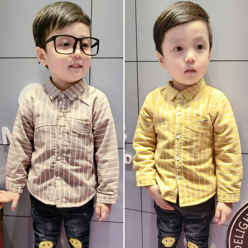 男童韓版加絨襯衫2017鼕裝新款寶寶長袖襯衣兒童鼕季上衣1235歲潮