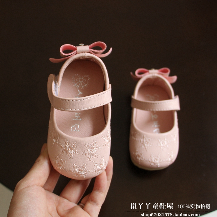 1-2歲公主寶寶單鞋周歲女寶寶生日皮鞋嬰兒學步鞋軟底防滑女童鞋