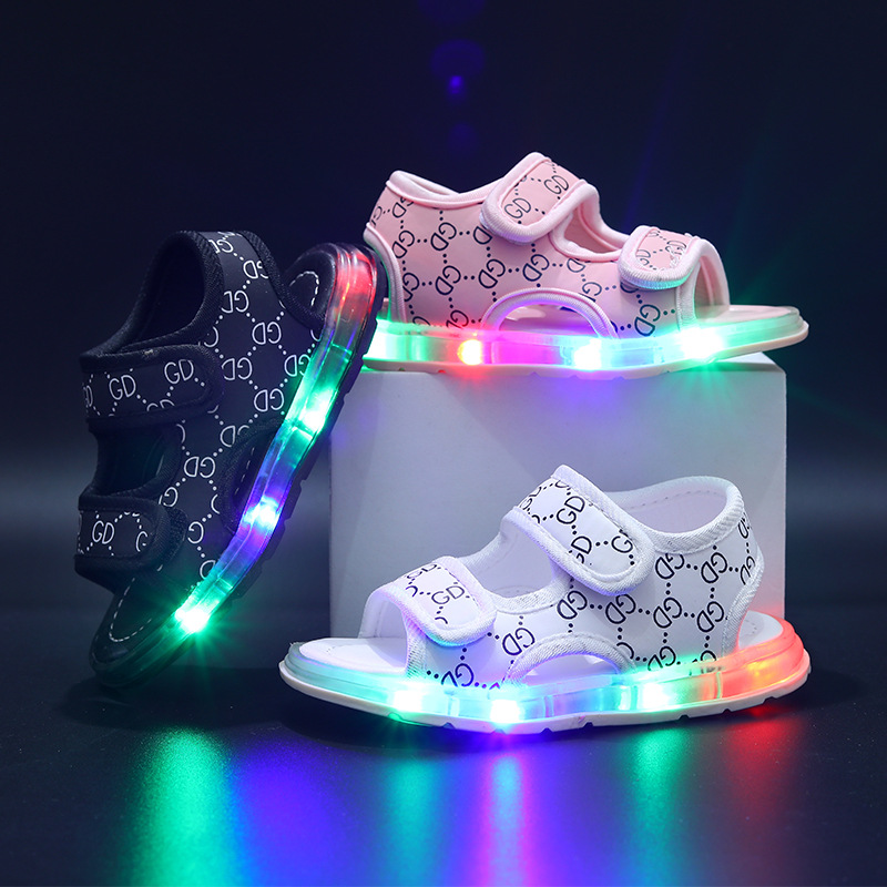 girls soft bottom non-slip sandals 2023 summer new children‘s sandals led luminous lamp for shoes shoes children‘s shoes cartoon korean style