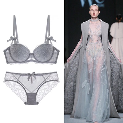 维多利亚文胸套装性感蕾丝小胸聚拢收副乳上薄下厚调整型内衣女夏-淘宝网