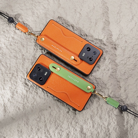 Hanatora Genuine Leather High End Premium With Lanyard Strap 13, 13 Pro, 13 Ultra Phone Case