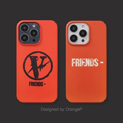 Vlone case — VLONE Trendy Fashionable Orange Black Logo Distressed Text Phone Case for iPhone 17, 16, 15, 14, 13 and 12