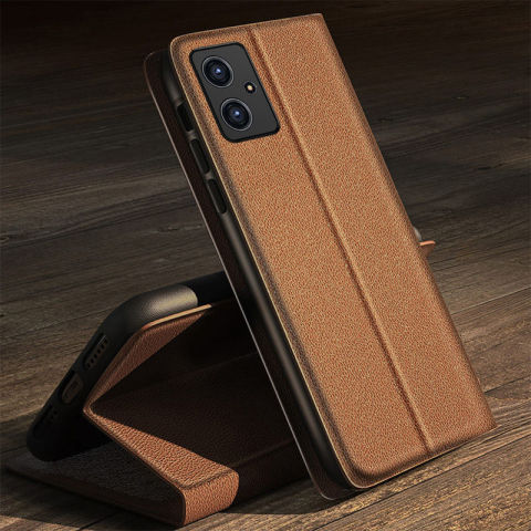 Brown — Wallets Folio Flip Synthetic Leather Card Holder Folding Stand Slim Fit Note 12, Note 12 Pro, Note 12 Pro+ Phone Case