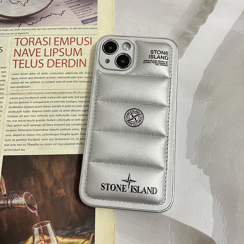Silver — Stone Island Puffy Puffer Down Jacket 14, 13, 12 iPhone Case