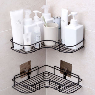 浴室置物架免打孔厕所洗手间马桶毛巾架壁挂式三角收纳洗澡卫生间