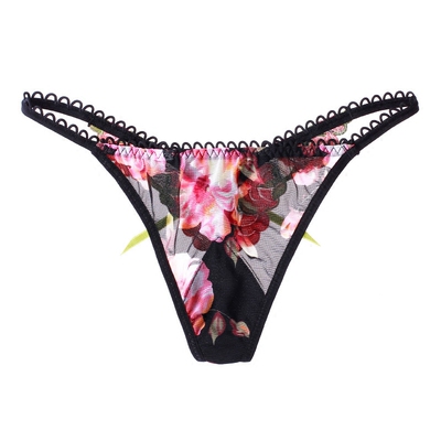 10月新款时尚性感情趣网纱玫瑰刺绣无痕棉档T裤细带内裤女丁字裤-淘宝网