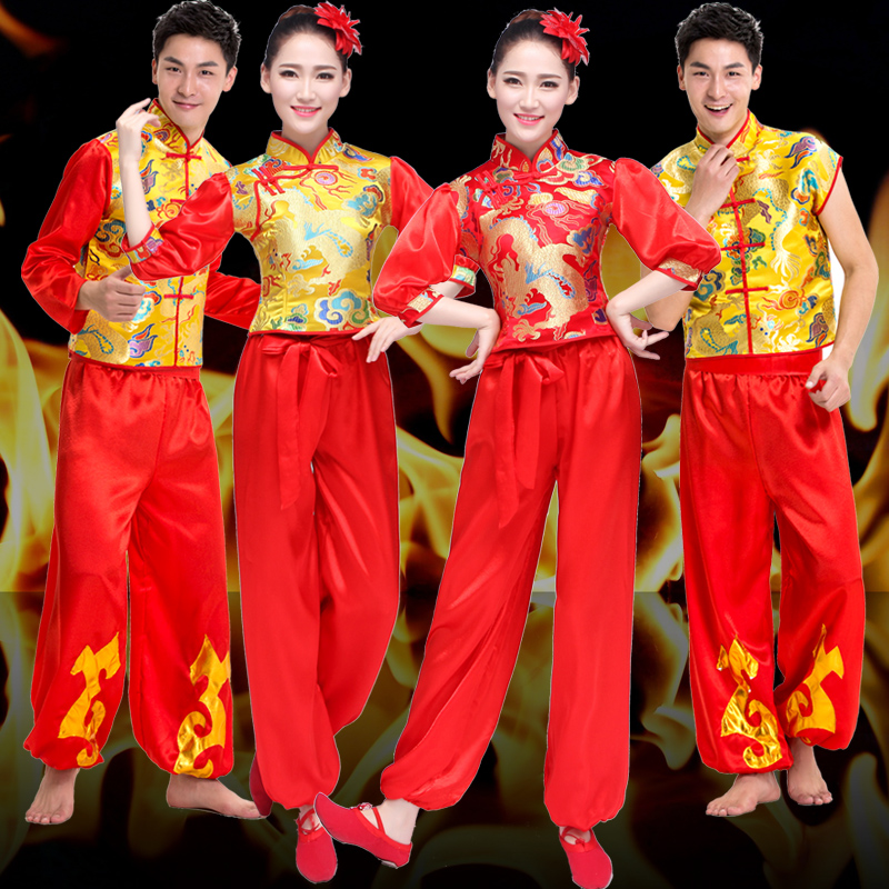 新款民族秧歌服男女款舞龍舞獅隊打鼓服舞蹈服中國風腰鼓演出服裝