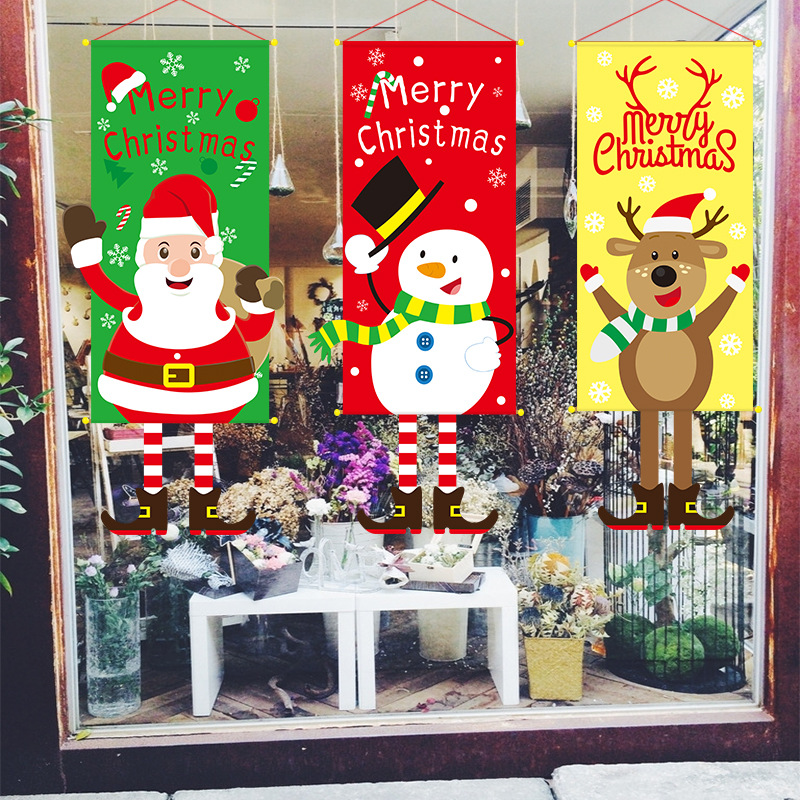 New Cistmas Decorations Hanging Cloth Creative Fg Window Pendant Wall Atmosphere Holiday Dress up Banner Colorful Fgs