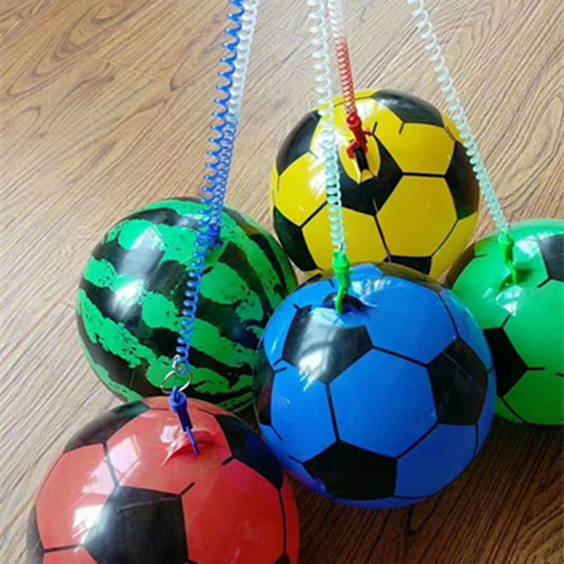 Chain Football with Rope Portable Ball Practice Football Children's Inflatable Toy Ball Hanging Ring Elastic Baby Inflatable Toy