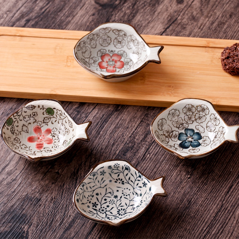 ceramic Household Flavor Dish Creative Japanese Underglaze Tableware Flavor Dish Sauce Dish Fish Dish 