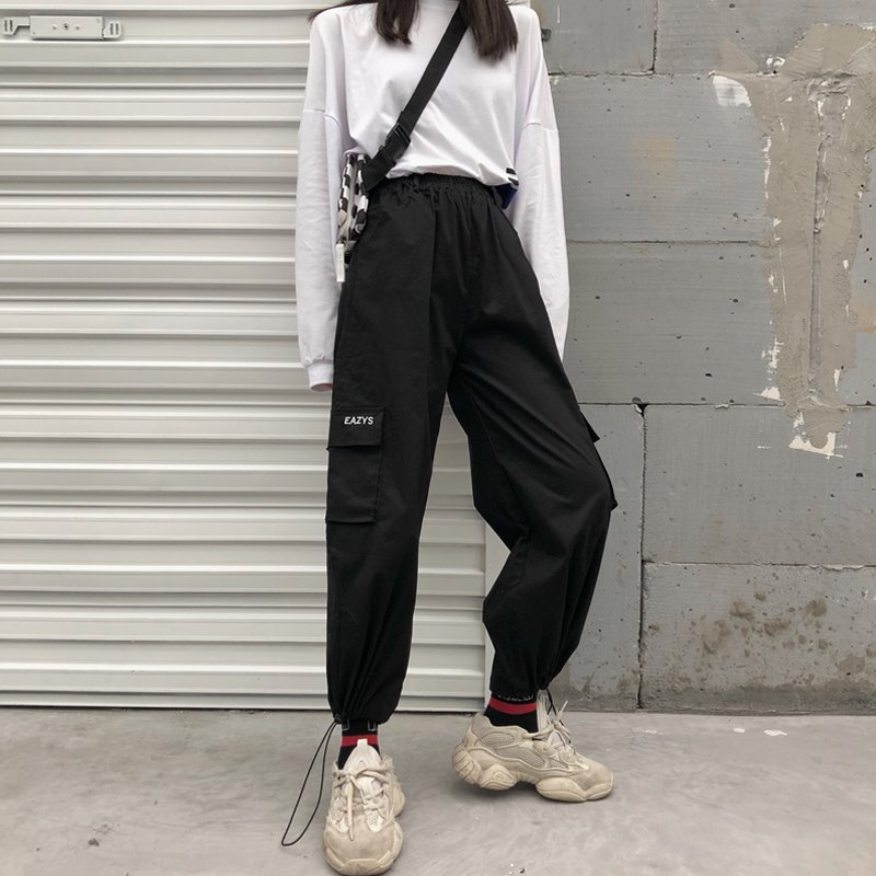 le printemps et l'automne nouvelle version coréenne de l'harajuku vent lâche bf élèves noir pantalon décontracté rue poutre de pin pour les hommes et les femmes salopette marée le printemps et l'automne nouvelle version coréenne de l'harajuku vent lâche bf élèves noir pantalon décontracté rue poutre de pin pour les hommes et les femmes salopette marée
