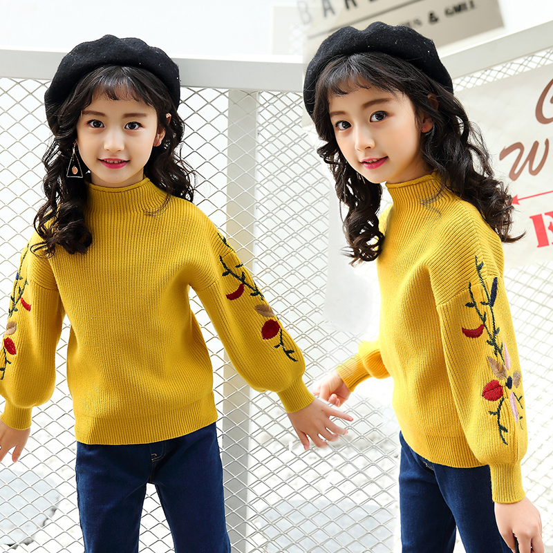 女童毛衣2017新款韓版兒童裝春秋上衣打底衫中大童套頭針織羊毛衫
