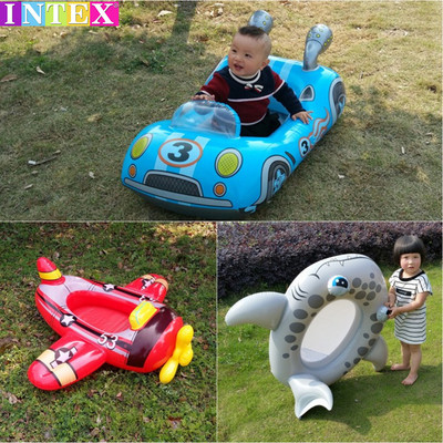 INTEX儿童水上加厚坐圈充气赛车 夏天宝宝游泳飞机浮船大眼鱼泳圈