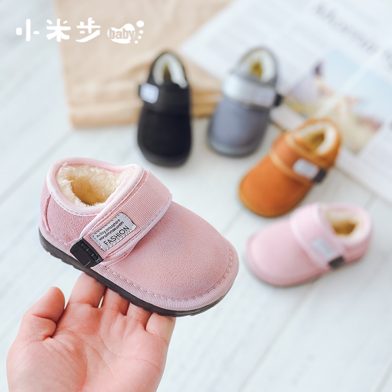 寶寶鞋子鼕加絨保暖棉鞋1-3歲男童軟底學步鞋0-2女小童嬰兒雪地靴