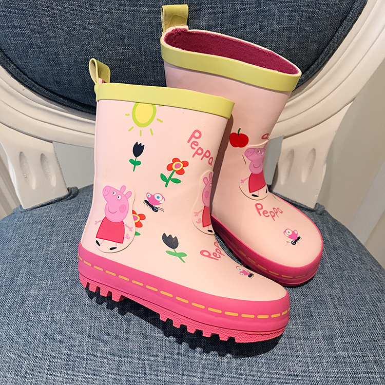兒童雨鞋粉色豬雨靴女童兒童防滑防水雨鞋寶寶小童雨靴小孩時尚鞋