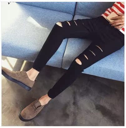 jeans hommes neuf points de pantalon sociale garçon de spiritual beggars le trou version coréenne de la tendance de la personnalité du joker un étudiant slim fit jeans hommes neuf points de pantalon sociale garçon de spiritual beggars le trou version coréenne de la tendance de la personnalité du joker un étudiant slim fit