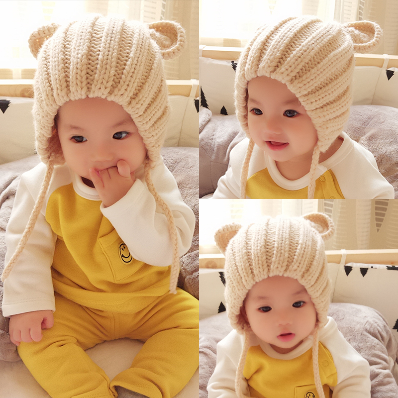 嬰兒秋鼕季女寶寶帽子兒童6個月1-2歲男童防風護耳帽潮小孩套頭帽