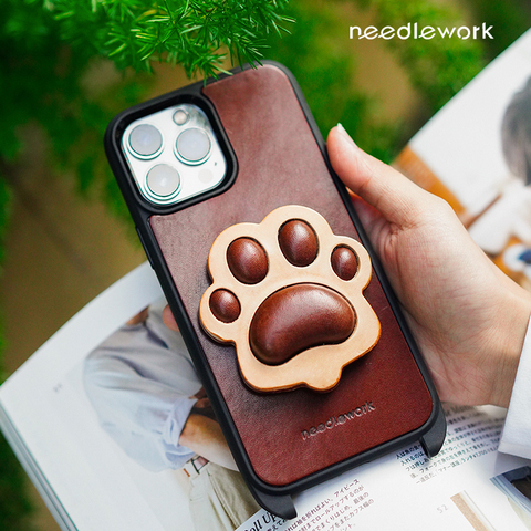 Needlework Cat Crossbody Lanyard Strap Genuine Leather Dog PAWS 15, 14, 13 iPhone Case