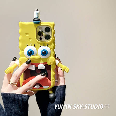 Children's Kids Girls Funny SpongeBob SquarePants 3D Silicone TPU 14, 13, 12 iPhone Case