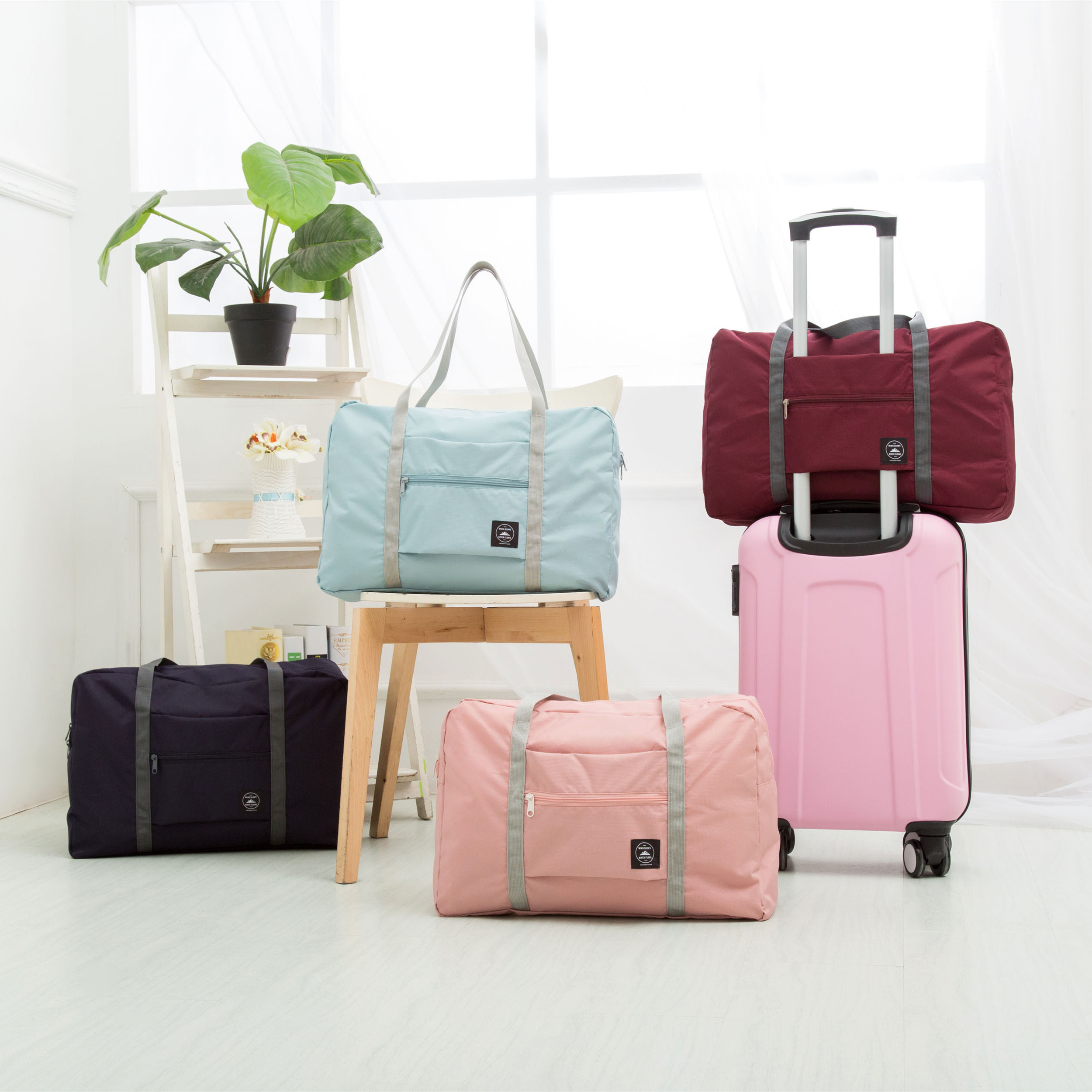 可折疊旅行包大容量手提行李包行李袋女短途旅遊包可套拉杆旅行袋