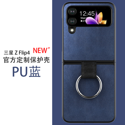 GalaxyZ Flip 4 — Z Flip4 Wallets Folio Flip Genuine Leather ZGalaxy Z Flip4 Ring Finger Holder Kickstand Samsung Phone Case