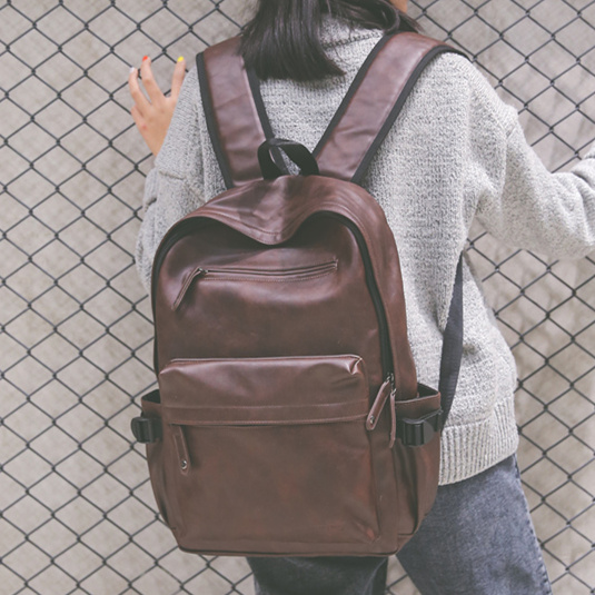 2017新款韓版時尚大容量PU雙肩包男女背包學生學院書包旅行電腦包