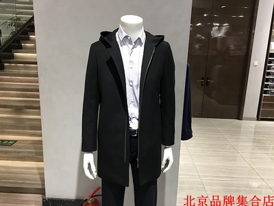 100%羊毛 针织面料 时尚黑色连帽 18款 秋冬中长大衣 外套