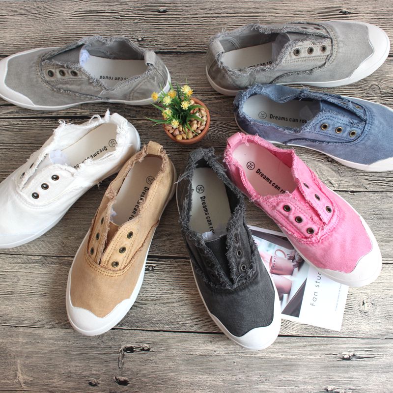 chaussures de toile des élèves de sexe féminin dans la version coréenne de printemps 2019 vintage port goût ulzzang chaussures lavage à l'eau toile souple une pédale chaussures de toile des élèves de sexe féminin dans la version coréenne de printemps 2019 vintage port goût ulzzang chaussures lavage à l'eau toile souple une pédale