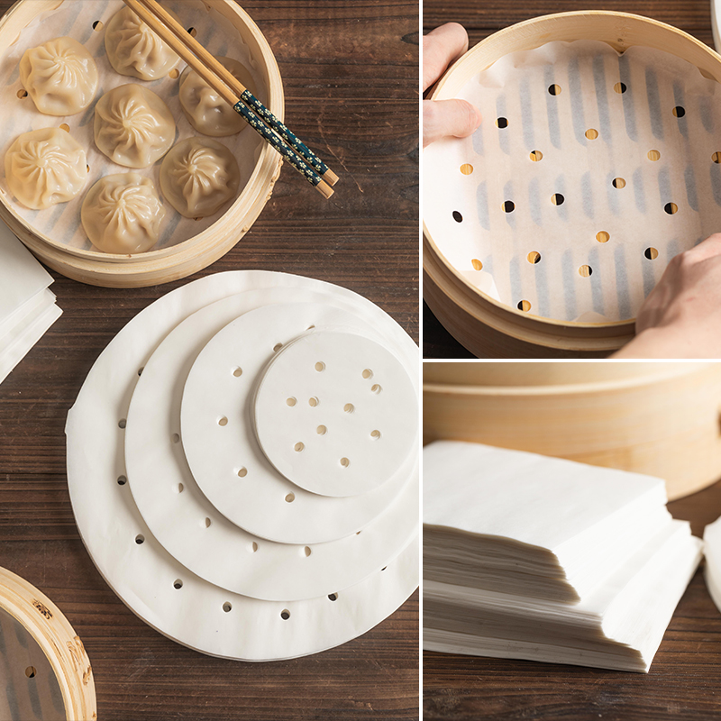 Bamboo Steamer Liners Non-Stick round Steamed Bread Paper Pad Disposable Household Non-Stick Steamer Oil Blotter Pad Paper Pad Steamer Cloth