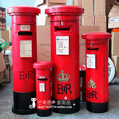英国英伦邮筒特大号模型信箱邮箱摄影道具酒吧咖啡馆复古装饰摆件