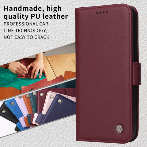 Red — Wallets Folio Flip Magnetic Synthetic Leather Card Holder Folding Stand A13 5G, A23 5G, A33 5G, A53 5G, A73 5G, S23
