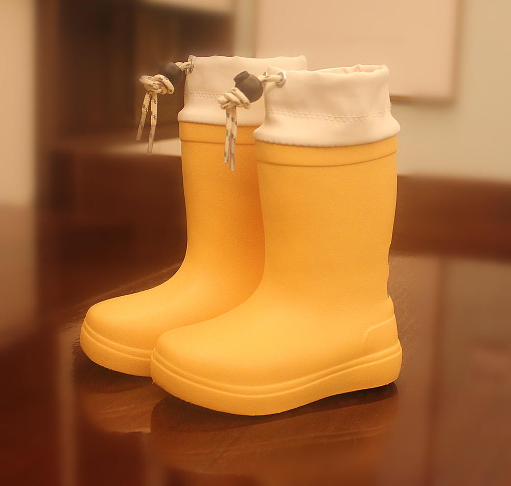 男女童雨鞋日本eva輕便抽繩收緊反光條小童防水雨具橡膠防滑雨靴