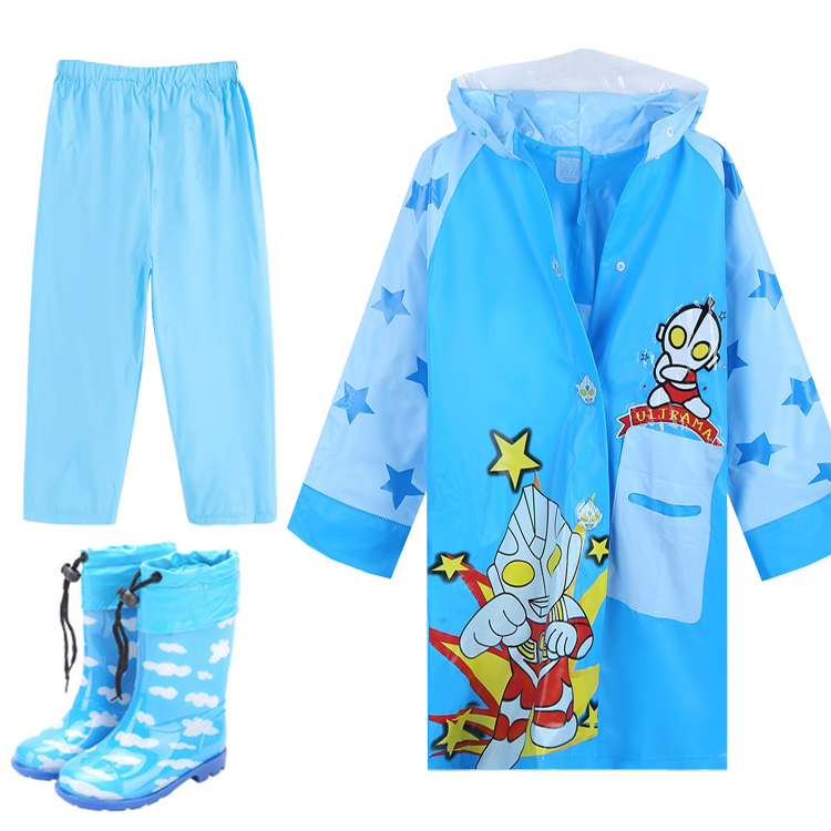 奧特曼兒童雨衣帶書包位男童防水衣雨鞋中小學生寶寶卡通雨披