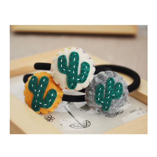 hello carrot原创手作 不织布仙人掌 可爱发圈 森系发圈