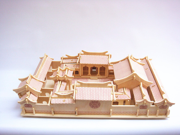 包邮正品3d木制立体拼图/diy益智玩具/3d立体模型/北京四合院