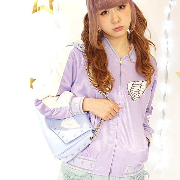 日本原宿风软妹amo candy stripper冰淇淋色十字架翅膀