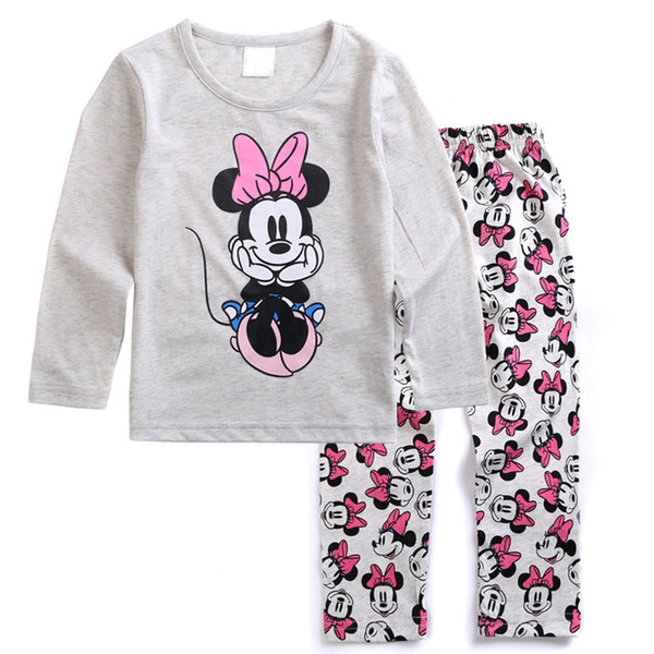 外贸纯棉儿童春秋家居服 女童Hello Kitty长袖卡通秋衣秋裤套装
