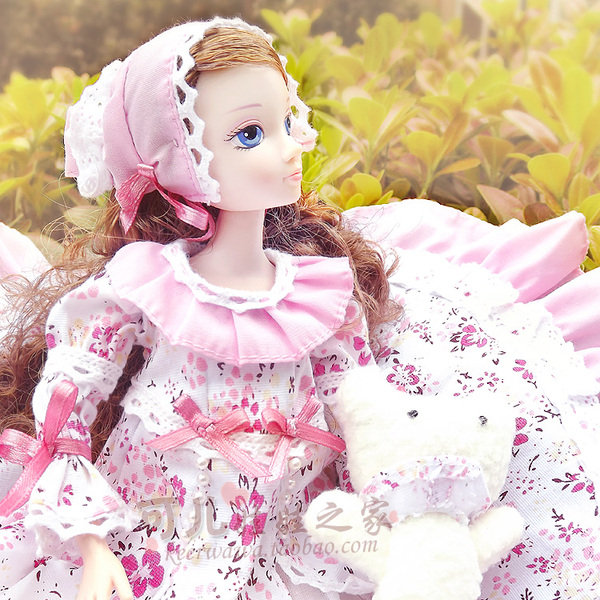 正品可儿娃娃芭比洋娃娃晚安熊宝贝9010长卷发女孩玩具礼盒过家家