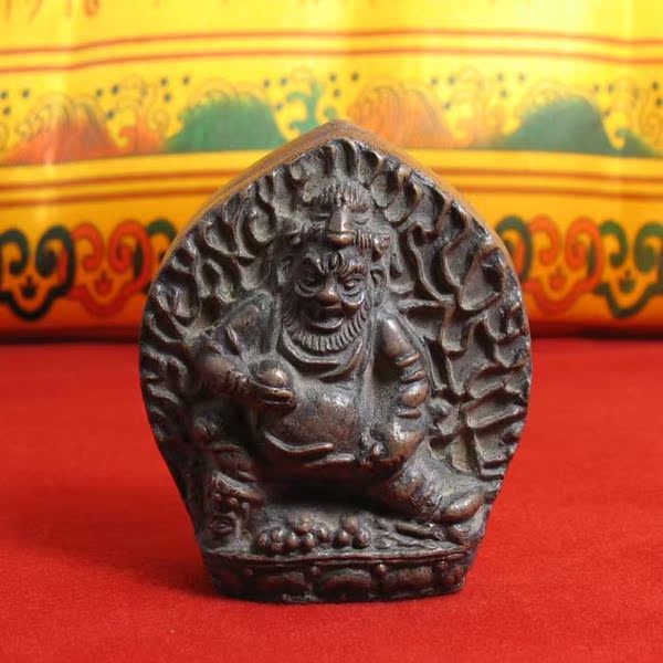 西藏古老传统风格擦擦佛泥擦藏密招财五姓财神之一财神王 黑财神