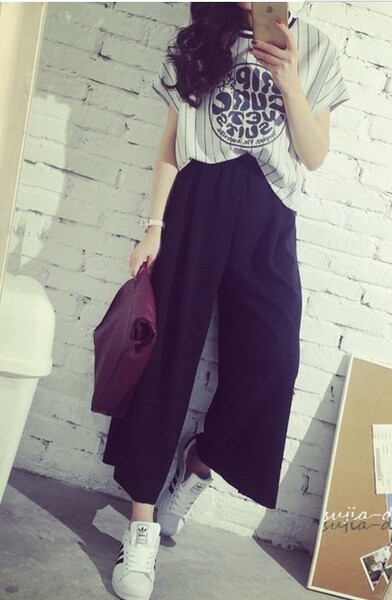 新款韩版宽松显瘦阔腿裤直筒裤子百搭休闲裤喇叭裤九分裤女裤学生